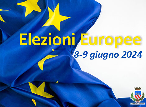 icona Elezioni Europee, 8 e 9 giugno 2024 con particolare bandiera Unione Europea 