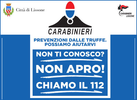 Lissone | frammento locandina prevenzione truffe con logo dei carabinieri