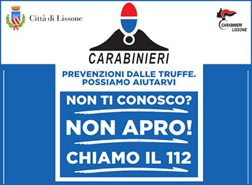 Lissone | frammento locandina prevenzione truffe con logo dei carabinieri 