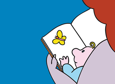 Lissone - icona logo Nati per Leggere - disegno neonato, mamma e libro