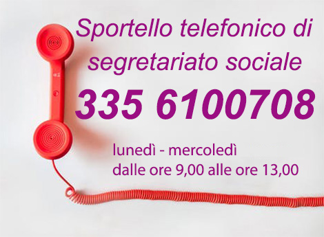 Lissone - locandina Sportello Telefonico di Segretariato Sociale con cornetta telefono e numero 335 6100708 