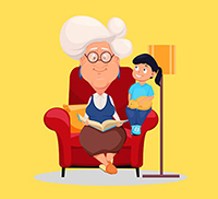immagine nonna che legge una storia 