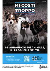 Comune di Lissone | manifesto campagna ENPA contro abbandono 2023  - gatto e cane