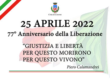 Comune di Lissone | Particolare locandine 25 aprile 2022 - 77°anniversario della Liberazione