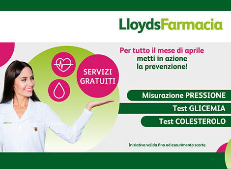 Comune di Lissone | frammento locandina Aprile mese della prevenzione nelle LloydsFarmacia 