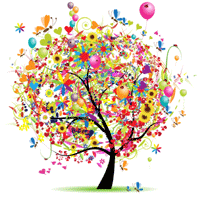 Clip albero vettoriale colorato con palloncini