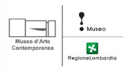 Logo Museo d'Arte Contemporanea unitamente a quelli di Regione Lombardia e Museo
