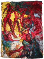 Viaggio con Dante" (Dante) 2001 - tecnica scultura/pittura tessile - cm. 243x202