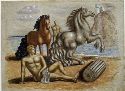 Giorgio de Chirico, Cavalli e Dioscuri in riva al mare, 1929, olio su tela, cm 60x80 