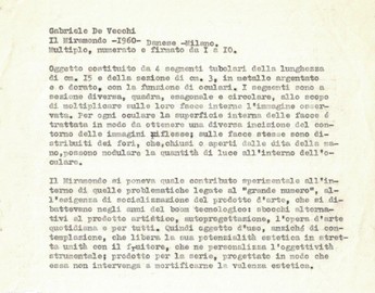 Gabriele Devecchi, Dattiloscritto con la descrizione del multiplo Miramondo, 1960