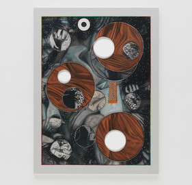 Luigi Carboni, Altri mondi, 2014, acrilico, inchiostro e olio su tela, 200 x 150 cm