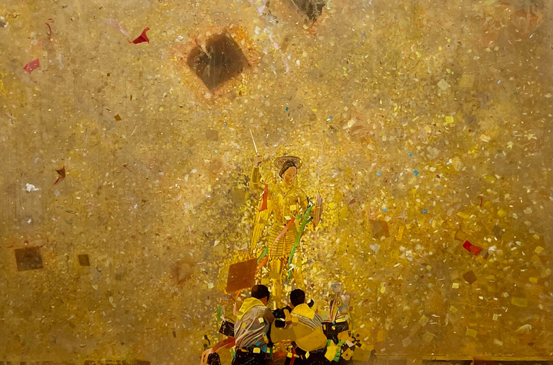 Festival (oro) | 2021 | oro e olio su tela | 145x220 cm