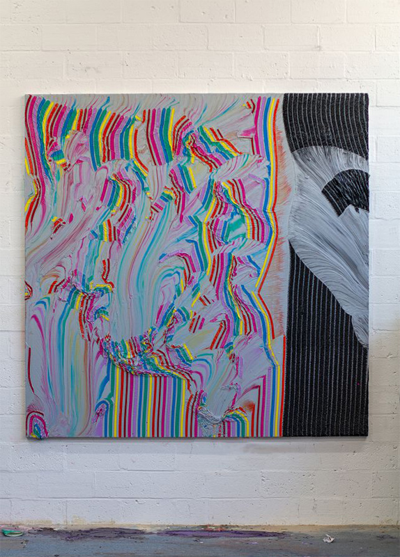 Alexis Harding, The Invisible Hand, 2020, olio e vernice su MDF, 183 x 183cm.
