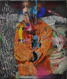 Giuseppe Gonella, Untitled (ragazzo che fuma in arancione), 2015, acrilico su tela, 30 x 26 cm